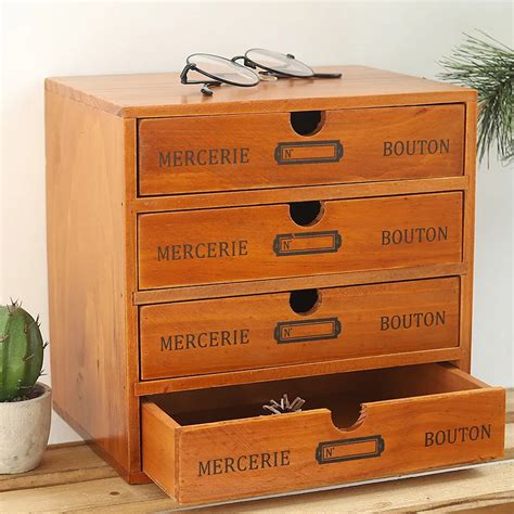 wooden organizer box with drawers